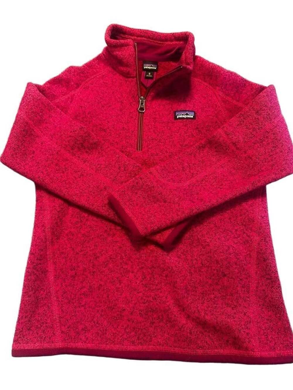 Patagonia Better Sweater 1/4 Zip Girls M 10 Knit Fleece Pullover Pink Heather